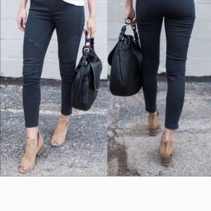 Yummie Quilted Moto Legging Black Size Large NWT